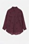 Burgundy Oversize Stone Embroidered Thin Fabric Transparent Shirt Tdrss26Go00102 - 5