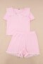 Pembe %100 Pamuklu Yaka Detaylı Fitilli/Pointel Örme Pijama Takımı THMSS26PT00253 - 5