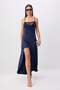 Lacivert Degaje Yaka Slip Maxi Elbise TPRSS26EL00035