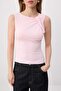 Açık Pembe Fitted/Vücuda Oturan Kolsuz Büzgülü Esnek Örme Bluz TWOSS26BZ00199 - 6