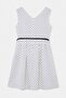 White Polka Dot Patterned Thin Belted V-Neck Zipper Dress Tdrss26El00094 - 6