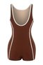 Brown Color Block Ribbed Halter Neck Covered 2-Piece Tie Detail Skirted Swimsuit Tbess26Ma00006 - 8