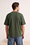 Haki Oversize/Geniş Kesim Slogan Nakışlı %100 Pamuk T-Shirt TMNSS26TS00055 - 3