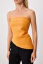 Orange Strapless Asymmetrical Cut Woven Blouse Twoss25Bz00172 - 3