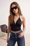 Black V-Neck Woven Bustier Tprss25Bs00021