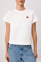 Ekru Nakışlı Regular Bisiklet Yaka Standart Kol Kısa %100 Pamuk Örme T-Shirt TWOSS26TS00124 - 3