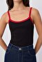 Black Plain Fitted Pool Collar Sleeveless Ribbed Snap Fastener Ribbed Stretchy Knitted Bodysuit Twoss26Bd00039 - 10