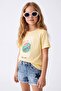 Yellow Girls' Printed Knitted T-Shirt Tkdss26Ts00089 - 3