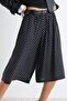 Siyah-Beyaz Kemerli Puantiyeli Rahat Kesim Culotte Pantolon TWOAW27PL00029 - 3