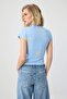 Bebe Mavisi Fitted Nakışlı Dokuma Bluz TWOSS26BZ00870 - 4