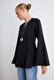Black Fitted Linen-Look 100% Cotton Tunic Tctss26Uk00012