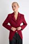 Bordo Fitted/Vücuda Oturan Yırtmaçlı Blazer Ceket TWOAW27BC00018