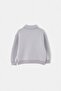 Gray Melange Slogan Printed Polo Collar Drop Shoulder Girls' Thick/Fleece Lined Sweatshirt Tkdaw26Sw00009 - 7