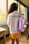 Gray Girls' Embroidered Back Printed Bomber School Jacket Tkdaw27Ce00007 - 5