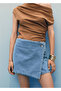 Double-Breasted Denim Pants Skirt - 6