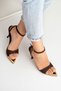Women's Brown Satin Thin Heeled Ankle Strap Stylish Evening Dress Sandals 9 Cm. Heel - 7
