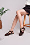 Women's brown suede fabric comfortable sole everyday sandals - 4