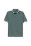 Men's Polo Collar Short Sleeve Green Polo T-Shirt with Buttoned Collar and Stripe Detail on Cuffs