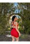 Accessory Detailed Back Strap Low-Cut Gathered Basic Mini Dress - 3