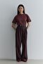Straight Leg Trousers Dark Burgundy - 2