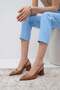 Elvin Tan Color Pointed Toe Heeled Shoes with Chain Accessories - 4