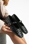 Feles Knitted Bow Band Detailed Flat Toe Women's Ballerina Shoes Black - 2