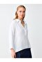Off-White Loose Shirt Collar Linen Blouse - 4