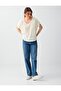 Off-White U-Neck Short Sleeve Straight Cut Knitted Blouse - 2