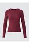Burgundy Slim Fit Boat Neck Knitted Blouse - 6