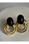 Gold Color Black Earrings (3.2 cm) - 4