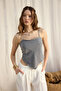 Kita Triangle Detail Striped Smoked Linen Crop