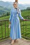 Tie-Detail Blouse Skirt Two-Piece Set 1465 - Baby Blue - 2