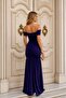 Off Shoulder Ruched Slit Purple Long Evening Dress 582601 - 3
