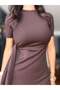Brown Side Tie Modal Dress - 7