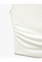 Draped Stand Collar Sleeveless Crop Slim Fit Top - 5