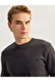 Crew Neck Cotton Pique Fabric Basic Sweatshirt