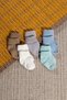 Set of 5 Folded Plain Color Cotton Baby Socks Unisex Pastel - 4
