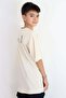 Boy's T-Shirt with Printed Text on the Back, Ages 9-14, Cream Color. - 3