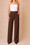 Women's Brown Double Pleated High Waist Palazzo Fabric Trousers |   For Stylish Office and Casual Combinations - 6