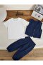 Boy's 3-Piece Set with Vest and Navy Blue Trousers, Stylish Holiday Combination - 2