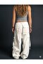 Voli Best Off-White Fringed Thick Denim Cargo Pants - 3