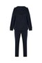 Women's Navy Blue Striped Hooded Pocket V-Neck Long Sleeve Viscose Top and Bottom Set - 6