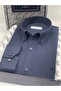 Slim Fit Long Sleeve Cotton Gift Boxed Easy Iron Men's Shirt Fs-002225 - Navy Blue - 2