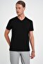 Comfort Fit Flexible Cotton V-Neck Plain Black T-Shirt Ts 907 - 4