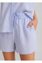 Blue - White Striped Modal Shorts - 2