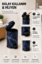 Pedal Trash Can 3 Liter Inner Bucket with Lid Toilet Brush Bathroom Set Navy Blue Marble - Titan 7103 - 6