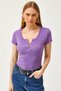 Women's Purple Snap-On Camisole T-Shirt BLZ-19000171 - 3