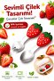 Premium Children's Bpa Free Silicone Handle with Strawberry Figure Stainless Steel Tip Fork-Spoon Set 9+ Months