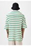 Oversize Striped Zippered Collar Knitwear T-Shirt - 5