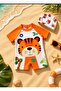 Short Sleeve Tiger Pattern Baby Boy Swimsuit Set with Hat - Quick Dry - Summer - 4